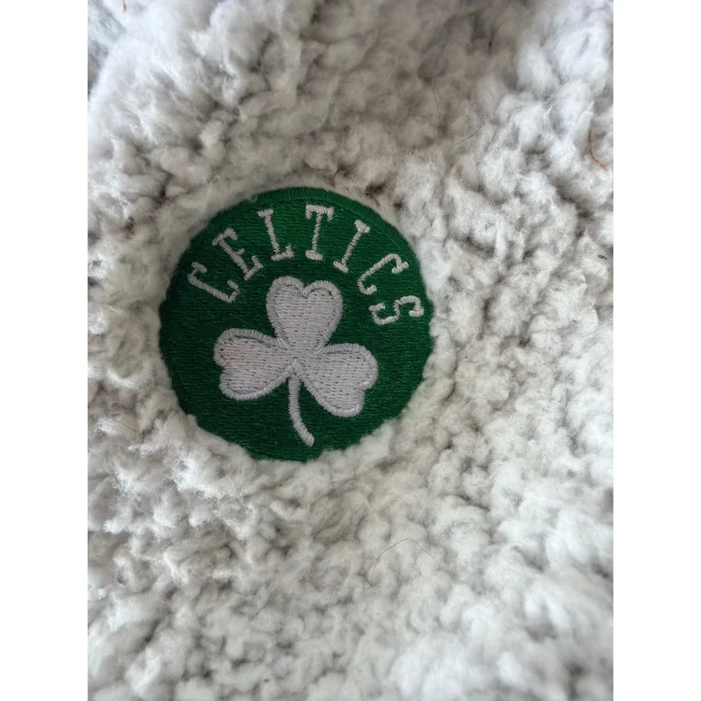 NBA Kids Boston Celtics Sherpa Fleece Pram Suit Bunting Grey 3-6M Hooded Zip